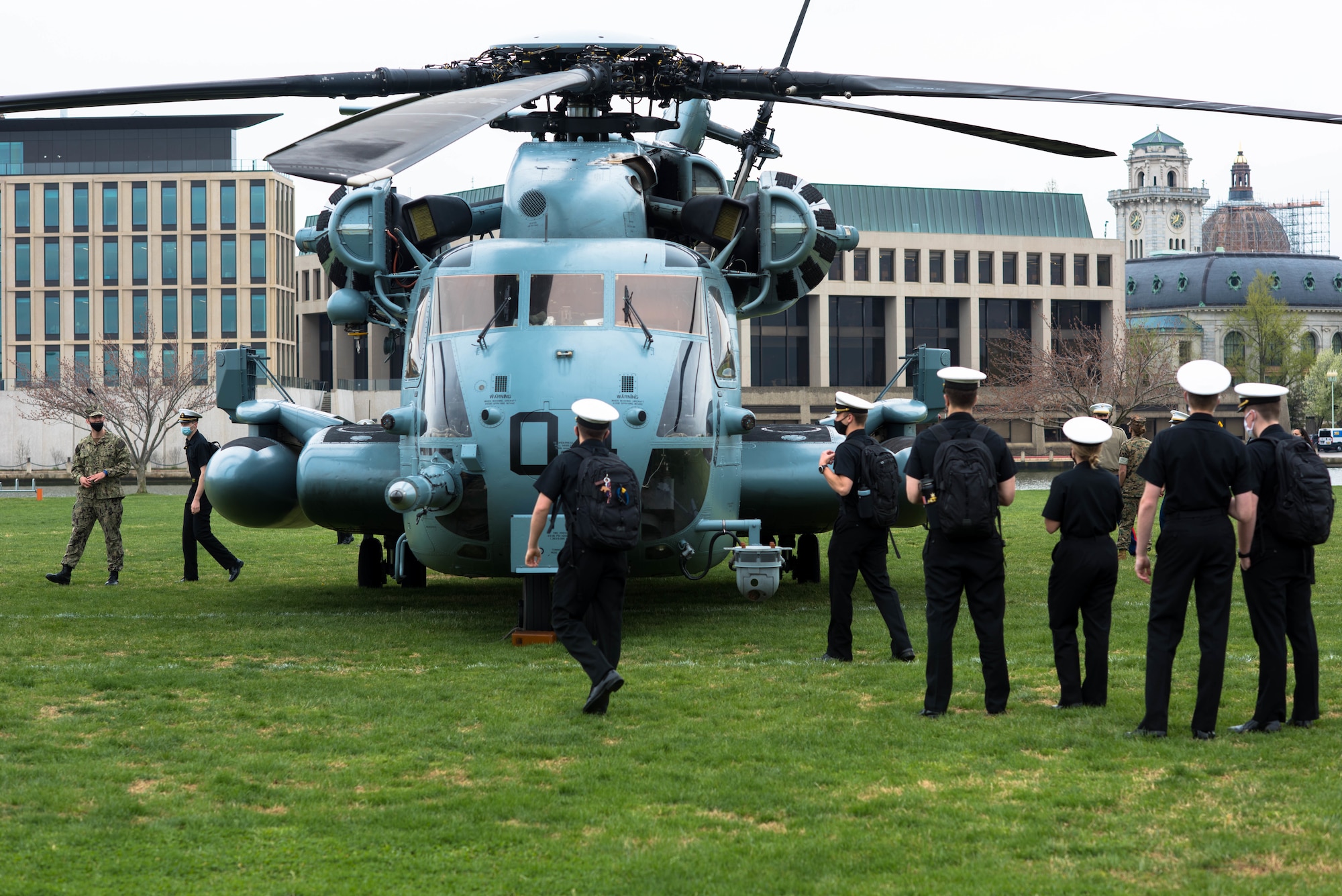 Marines assigned to MAG 49 at Joint Base McGuire-Dix-Lakehurst, N.J., traveled to the U.S. Naval Academy to showcase helicopter platforms and develop naval officers’ knowledge about U.S. Marine aviation.