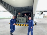 Second Class Petty Officers Casey Zachry, left, and Cody Childress, both health services technicians, prepare to depart from Coast Guard Station Port O’Connor, Texas March 24, 2021. Earlier that day, Zachry and Childress administered Covid-19 vaccinations to Coast Guard members at the station. U.S. Coast Guard photo.