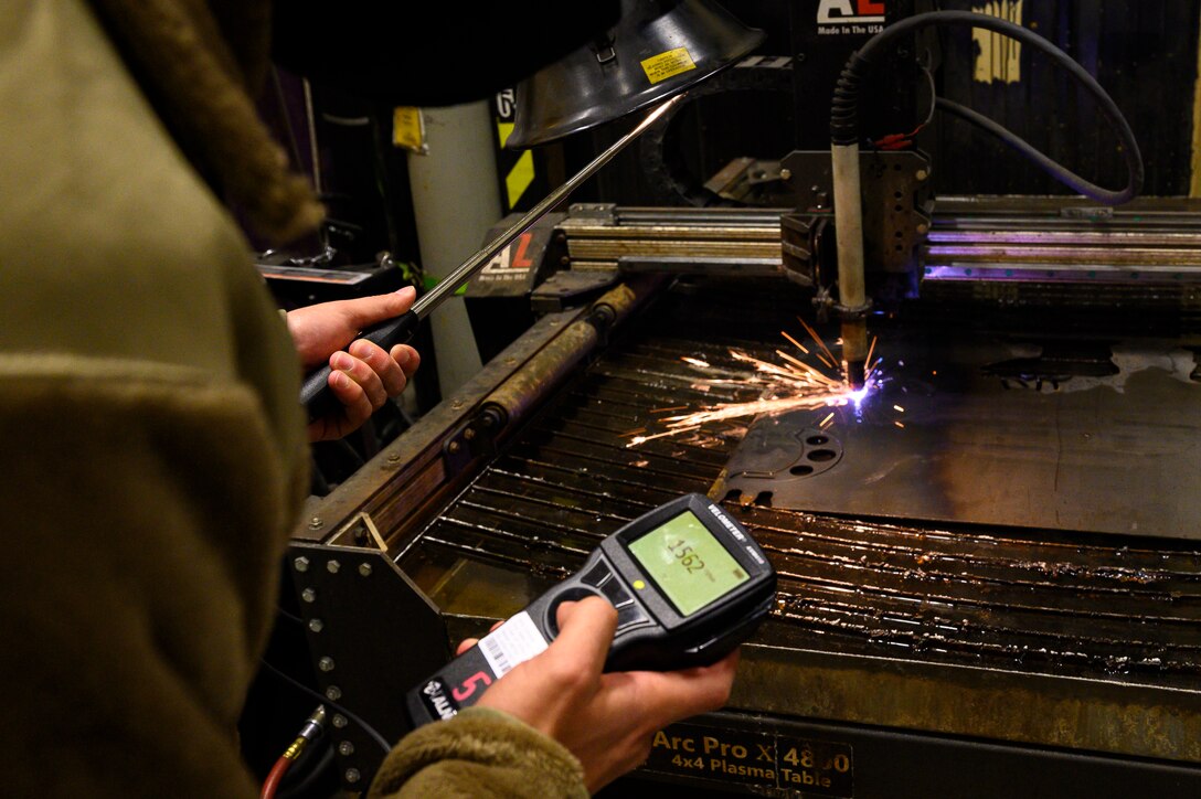 Airman 1st Class Dylan Baggett, 341st Operational Medical Readiness Squadron bioenvironmental engineer apprentice, assesses the airflow of a ventilation system April 5, 2021, at Malmstrom Air Force Base, Mont.