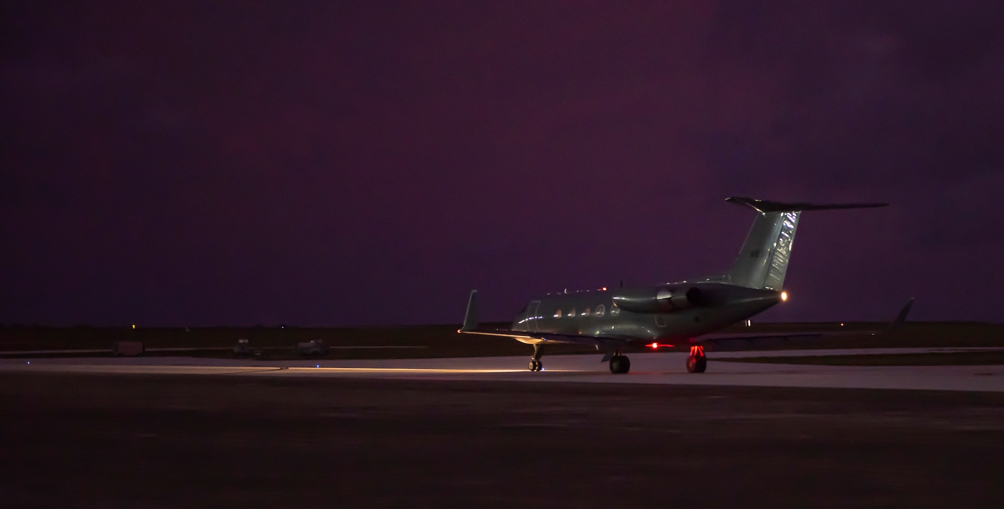 A Gulfstream III departs AAFB