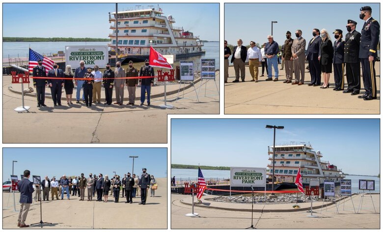 IN THE PHOTOS, the Memphis District held a ribbon-cutting ceremony, to celebrate a fully functioning stormwater ditch replacement project in the New, Madrid, Missouri area, on Apr. 12, 2021. A $3.4 million contract was awarded for two work areas to Tarpan Construction LLC., on Aug. 29, 2019. (USACE photos by Vance Harris)