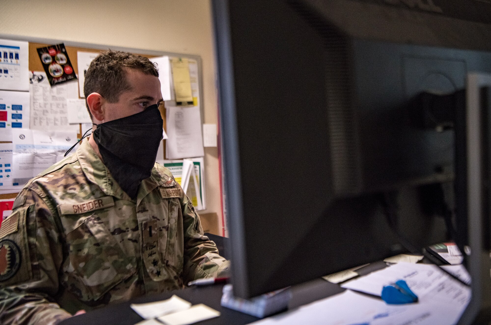 a man works at a computer