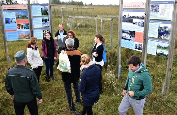 Representatives of the Danish Ministry of Defense discuss sustainable training area management topics during their visit to the 7th Army Training Command’s (7th ATC) Grafenwoehr Training Area, Germany, Oct. 26, 2017.