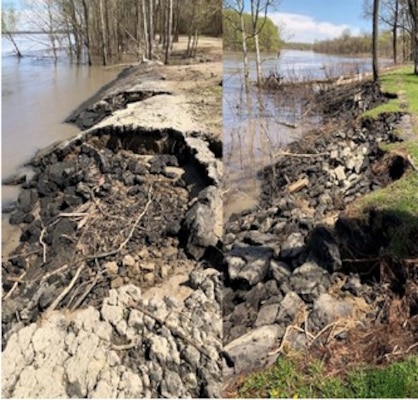 The location of the recently awarded task order to restore existing revetment and repair over-steepened banks. The future project will take place along the Mississippi River in Coahoma County, Mississippi, and Phillips County, Arkansas. Approximately 48,000 tons of graded C-Stone will be placed on the river training structures of the Mississippi River to protect from erosion and scouring.