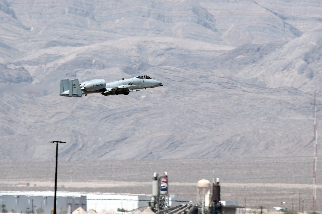 An A-10 Thunderbolt II aircraft from the Michigan Air National Guard’s 107th Fighter Squadron, 127th Wing, is seen in flight at Nellis Air Force Base, Nevada, April 12, 2021.