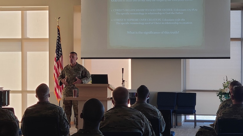 Chaplain talks to congregation