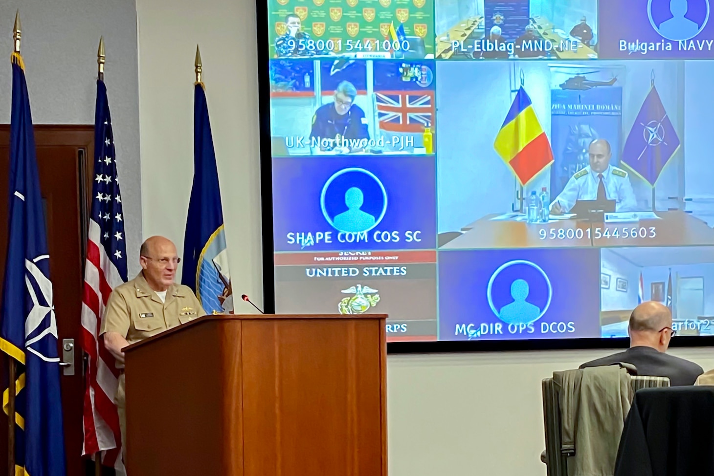 Chief of Naval Operations (CNO) Adm. Mike Gilday delivers opening remarks to the Future Maritime Warfare Symposium.