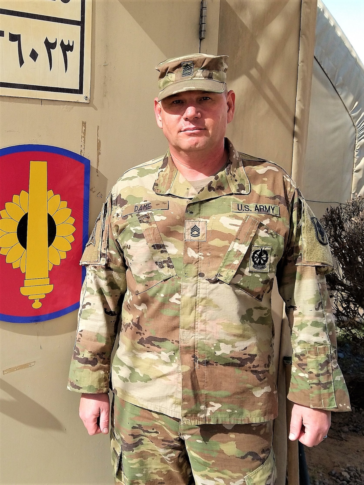 Sgt. 1st Class Christopher Dame serves as the ammo NCO for the 130th Field Artillery Brigade