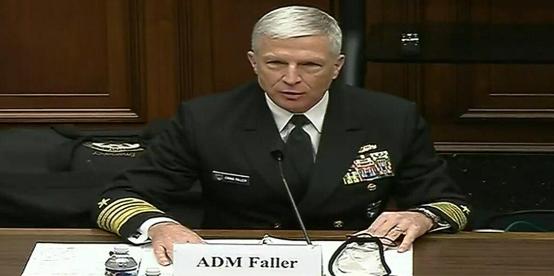 Screenshot of the commander of U.S. Southern Command, Navy Adm. Craig Faller, testifying before the House Armed Services Committee, April 14, 2021.