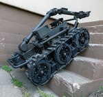 The Man Transportable Robotic System-Increment II, or MTSR II, travels down a staircase during training at Joint Base San Antonio-Lackland April 14.