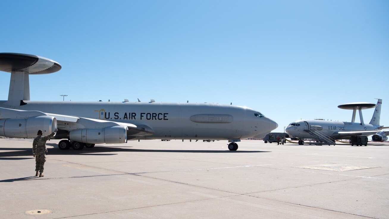 Two AWACS planes on ramp