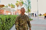 U.S. Army Staff Sgt. Larry Guillen, a fire support specialist with Headquarters and Headquarters Battalion, 40th Infantry Division, California National Guard, supports the COVID-19 vaccination effort at California State University Los Angeles April 6, 2021. Guillen's mother died of the coronavirus in January.