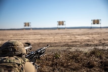 Soldier with 2-325, 82nd Airborne Division zeroing the Family of Weapons Sight – Crew Served to the M-249 Medium Machine Gun during a Soldier Touchpoint in Fort Benning, GA.