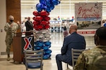 Brig. Gen. Caroline Miller, 502nd Air Base Wing and Joint Base San Antonio commander, speaks to attendees at the grand opening and ribbon cutting for the new 210,000-square-foot Exchange center located on JBSA-Fort Sam Houston April 15.