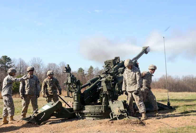 Soldiers from the Pennsylvania National Guard conduct field artillery live-fire training at Fort Indiantown Gap on April 11, 2017. Fort Indiantown Gap is the only live-fire, maneuver military training facility in Pennsylvania, offering more than 17,000 acres and 140 training areas and facilities for year-round training.