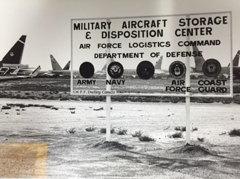 A picture of the military aircraft storage and disposition center sign