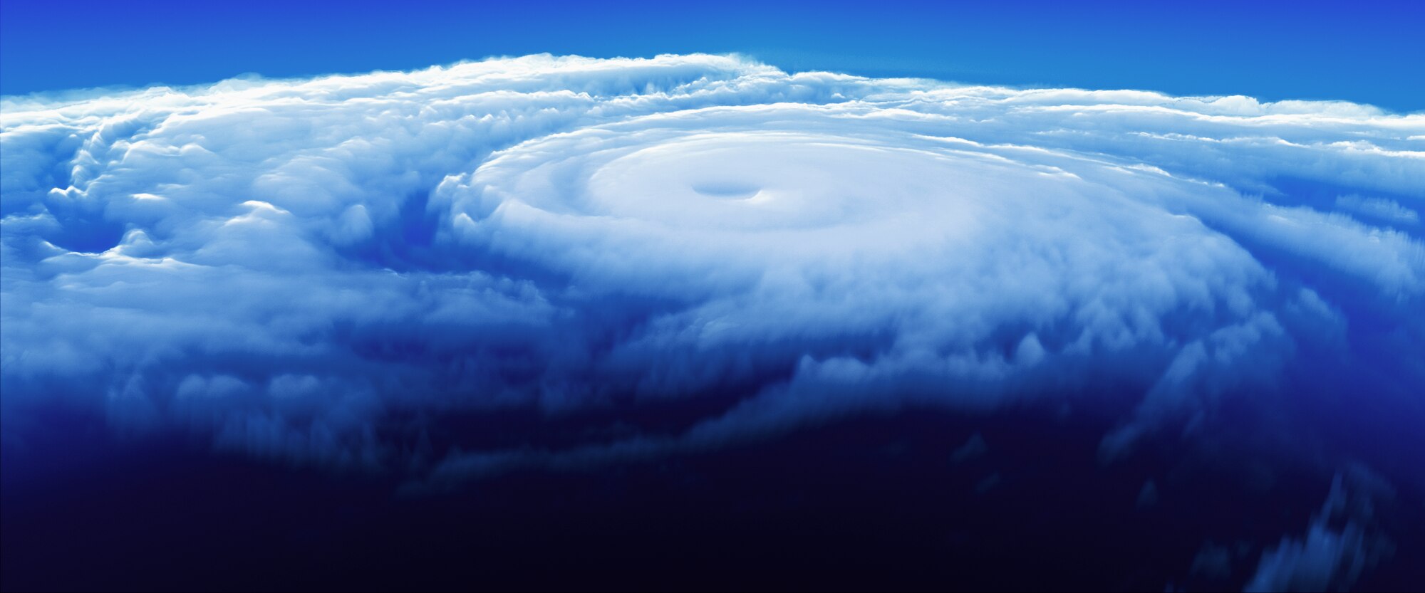 3d simulation of a hurricane from above.