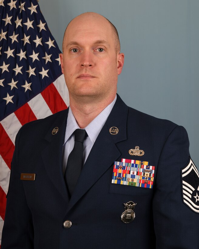 Senior Master Sgt. Sean McCaslin, 445th Security Forces Squadron, is the 445th Airlift Wing Senior NCO of the Year.