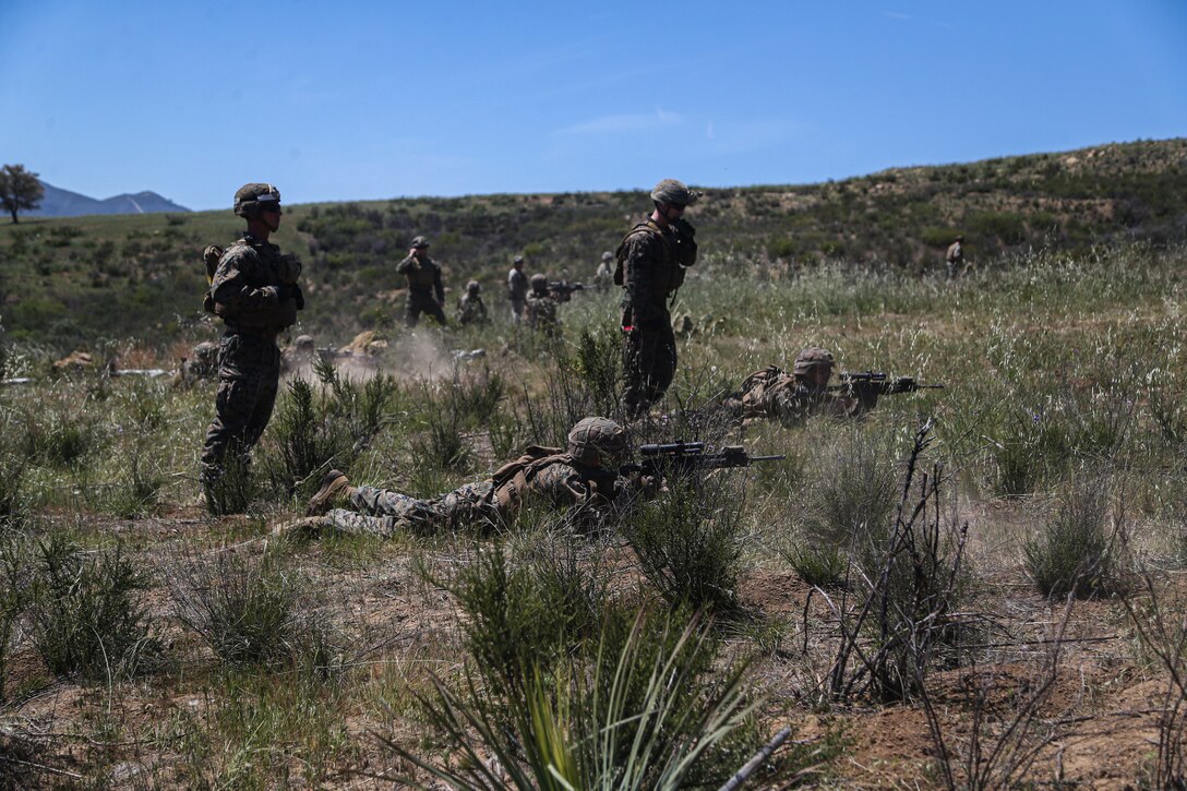 Marines train in the desert.