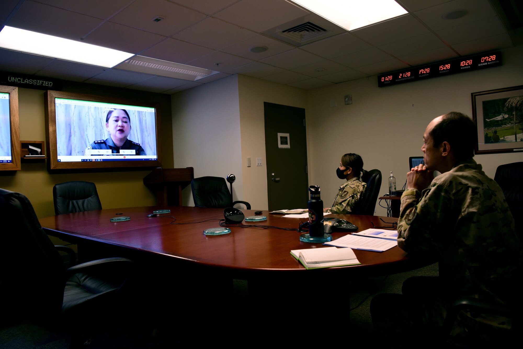 Photo of U.S. Air Force Airmen attending a virtual brief