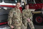 U.S. Air Force Staff Sgt. Daniel Coffman and Senior Airman Justin Ashby, firefighters for the 167th Civil Engineering Squadron, recently saved a man’s life, pulling him out of a burning house. The firefighters credit the feat to their intensive training.
