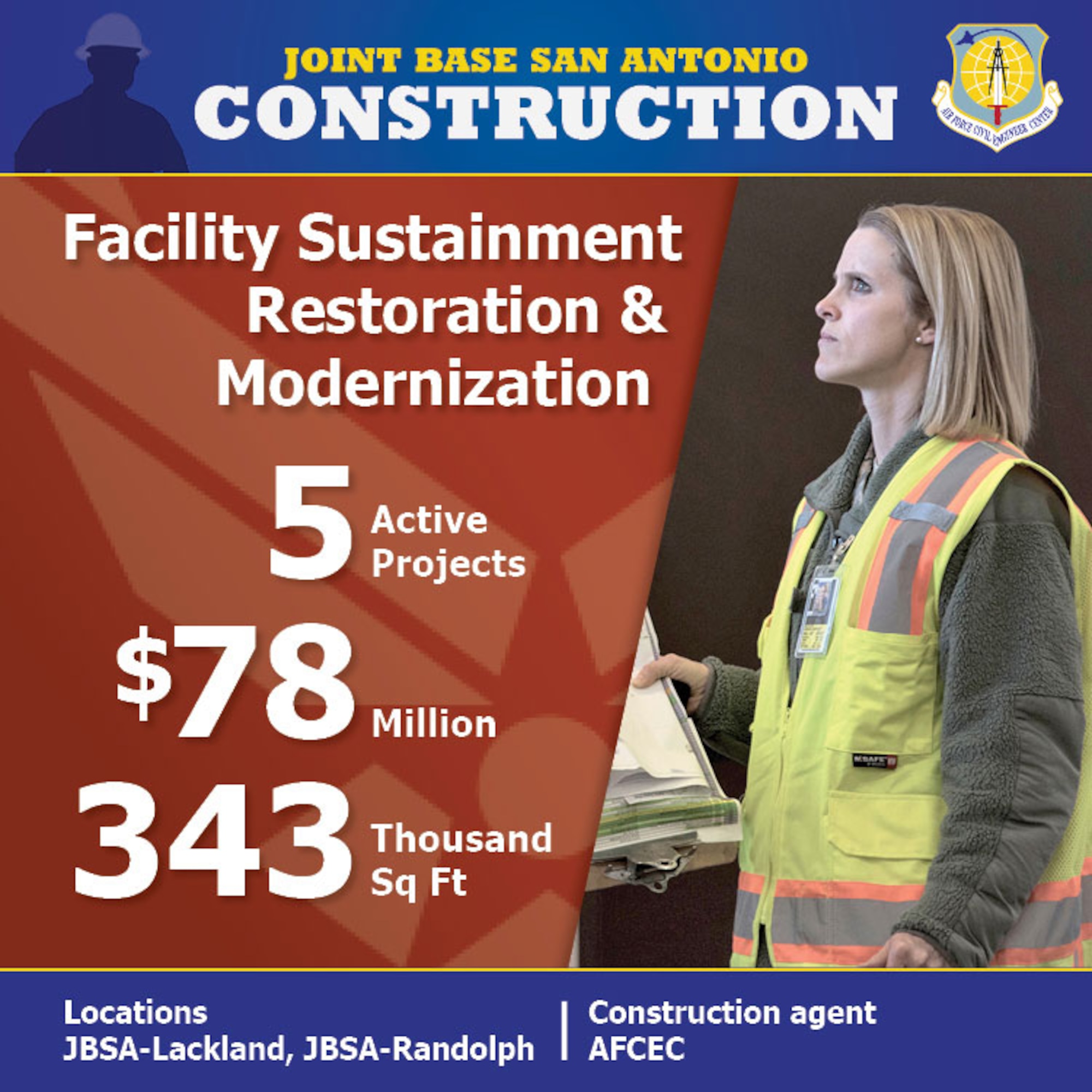 Graphic for construction efforts at JBSA Lackland and Randolph.