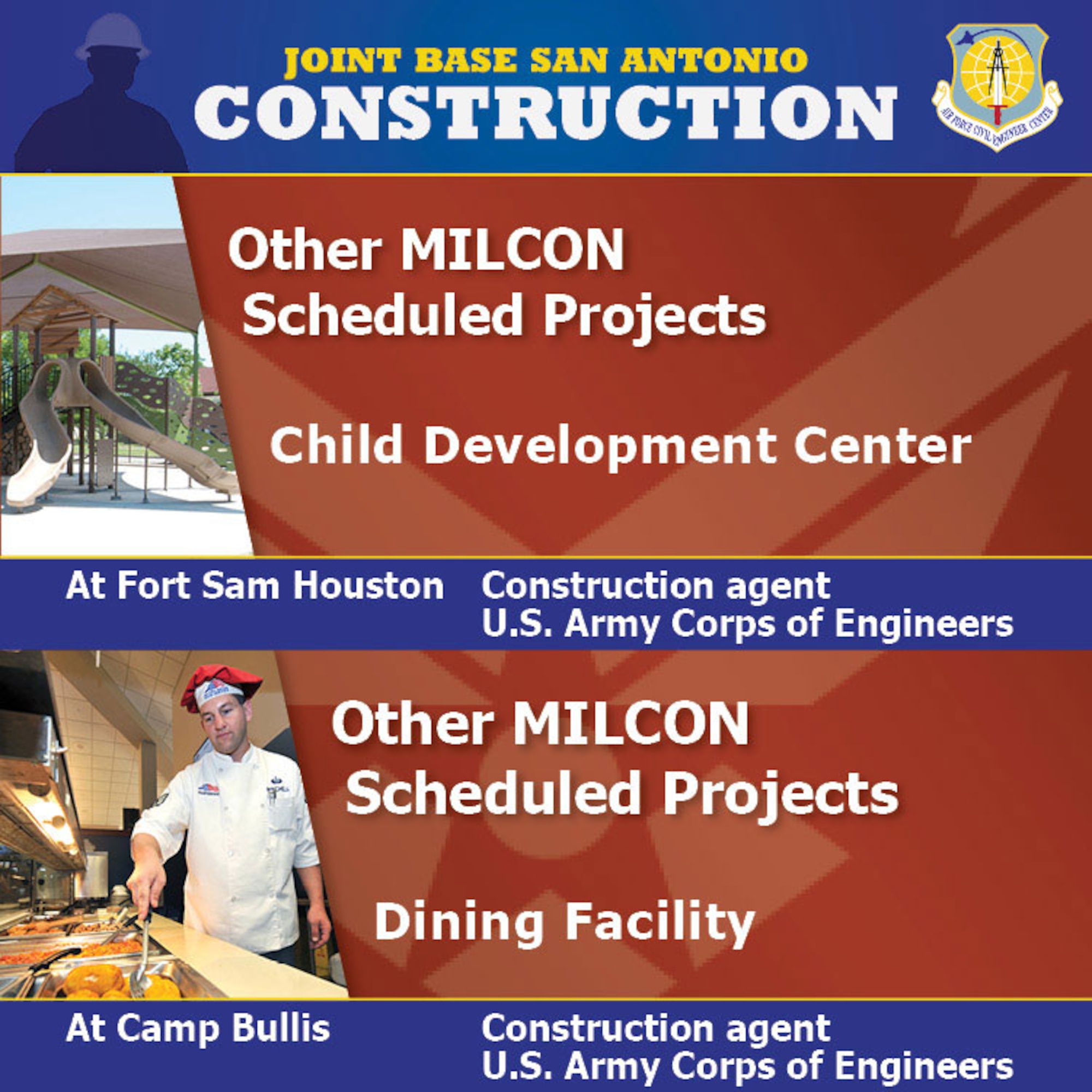 Graphic for construction efforts at JBSA-Force Sam Houston and Camp Bullis