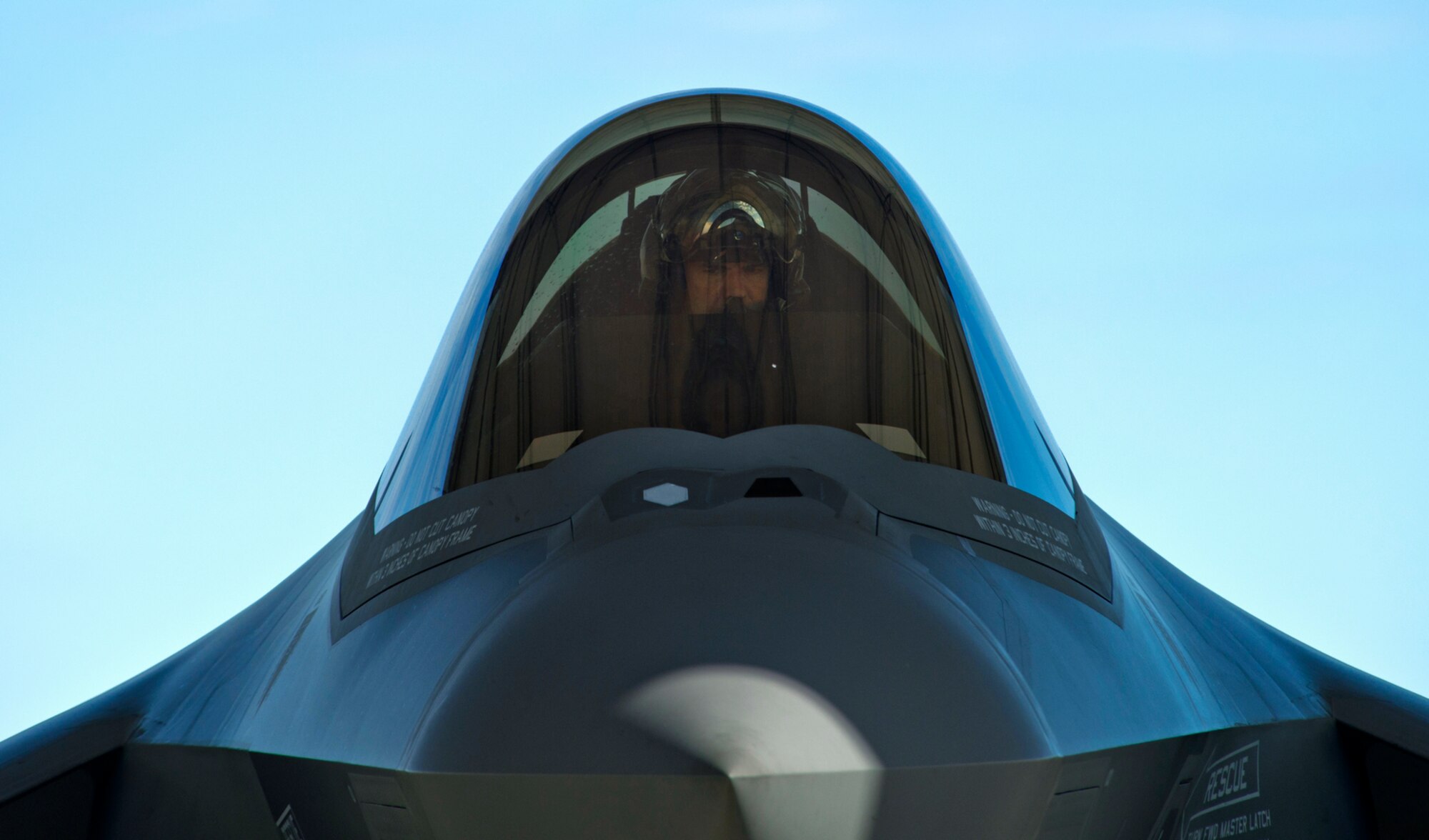A 33d Fighter Wing pilot prepares his F-35A Lightning II for a training sortie during preflight checks on the aircraft. The 33d Fighter Wing, is the only joint graduate flying and maintenance training wing for the F-35 for the U.S. Air Force. (U.S. Air Force photo/Tech. Sgt. Bennie J. Davis III)
