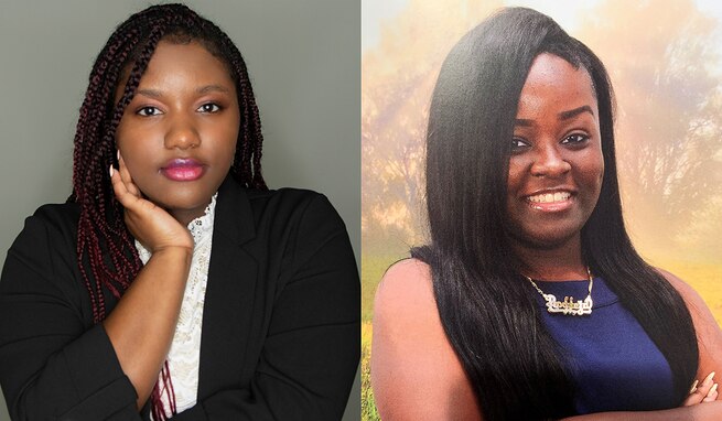 Kiah Olivia Warner, left, a computer science student at New Century Technology High School in Huntsville, and Roddeja Keyonna Moorer, a senior and computer information systems major at Alabama State University, recently completed Cyber Force Incubator developmental training modules as part of the U.S. Army Space and Missile Defense Command’s Underserved Community Cybersecurity and Engineering Educational Development initiative. CFI modules are designed to increase students’ exposure to cybersecurity and other science, technical, engineering and mathematics fields and leverage minority high school and university talent into the USASMDC workforce. (U.S. Army photo collage by Allen Meeks)