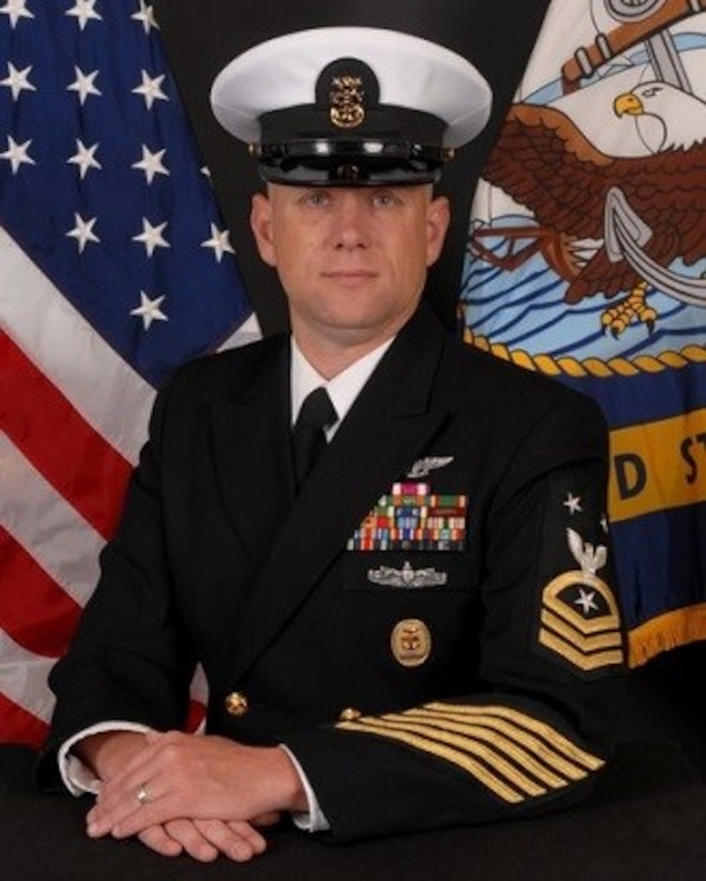 Official biography photo of Command Master Chief (CMC) Shane Cardon, CMC of Electronic Attack Wing Pacific