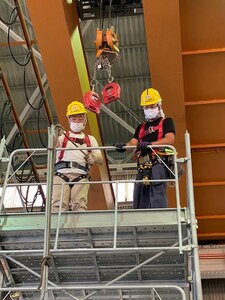 Ship Repair Facility and Japan Regional Maintenance Center’s carpenter shop personnel receive one-on-one training on scaffold construction.