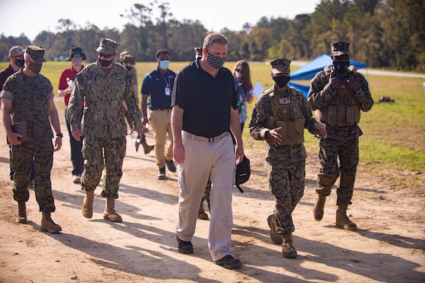 The Honorable James F. Geurts, acting Under Secretary of the Navy, visited Camp Lejeune, N.C., on April 9 to observe emerging technologies being demonstrated at the Naval Integration in Contested Environments (NICE) Advanced Naval Technology Exercise (ANTX) 2021.