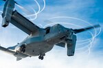 An MV-22B Osprey flies over the USNS Mercy in the Pacific Ocean, April 15, 2021.