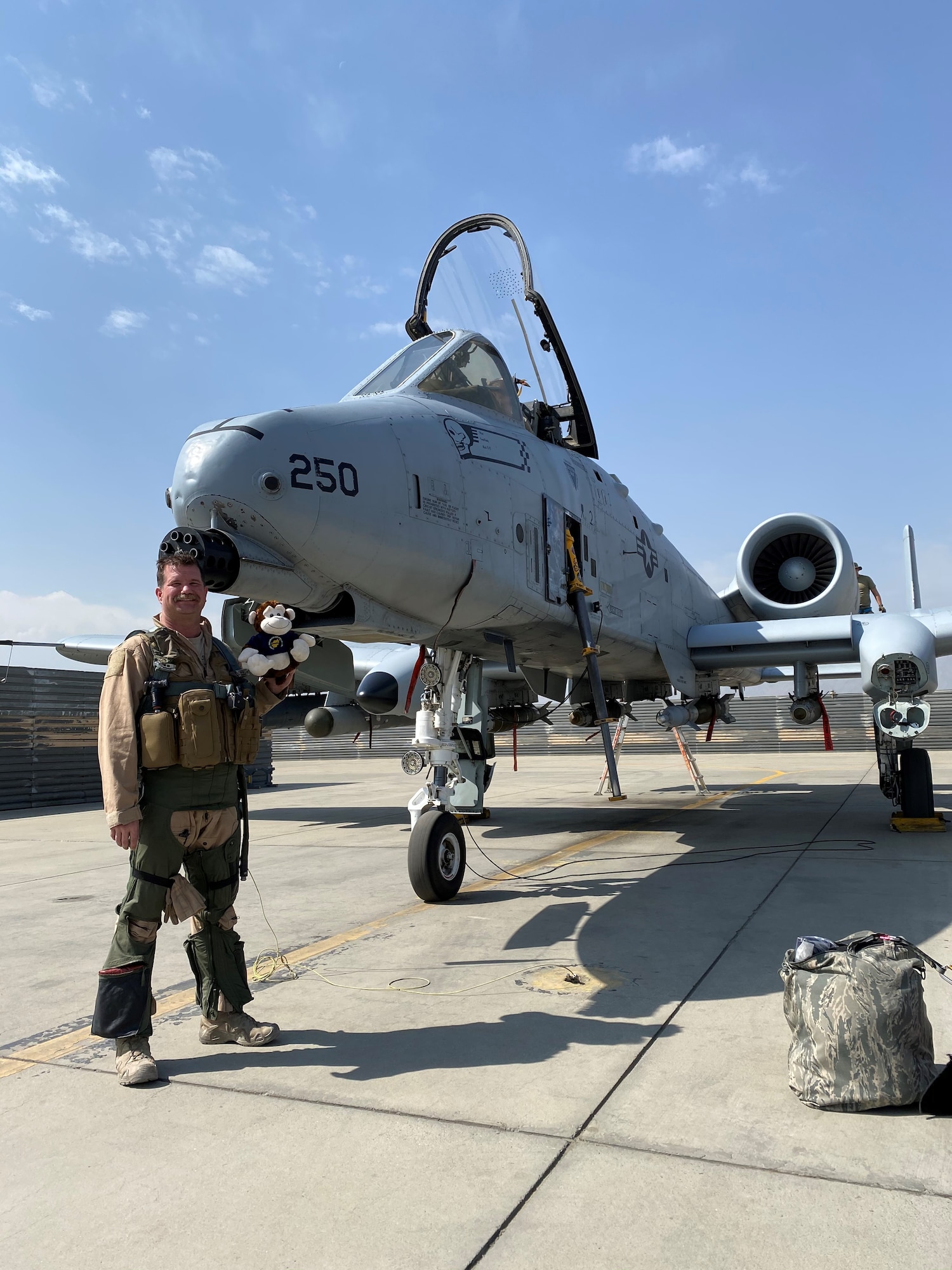 Lt. Col. Brian Leiter poses in front of an A-10C Thunderbolt II in Afghanistan during a 2020 deployment with the 303rd Expeditionary Fighter Squadron, a unit assigned to the 442d Fighter Wing.