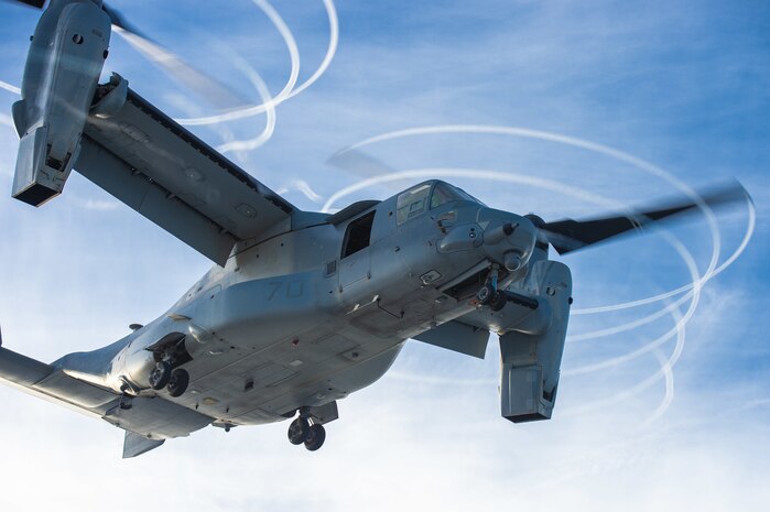 Mercy conducts First Ever Flight Deck Landing of V-22 Osprey