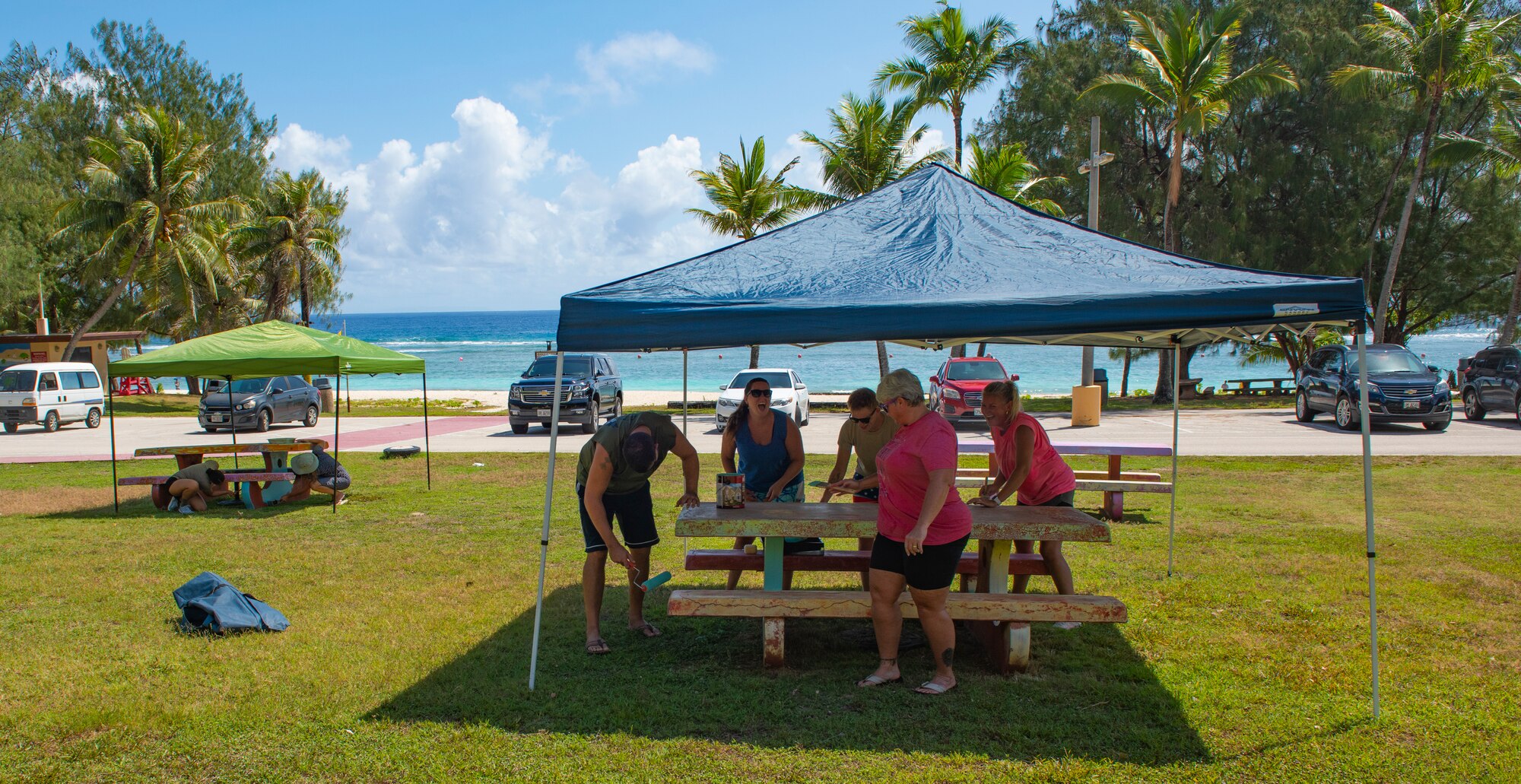 Picnic Table's get new coat of paint