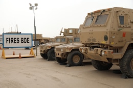 As part of the Army’s Prepositioned Stock program, equipment is staged and organized by company based on the infantry, field artillery, and sustainment brigades. The 401st Army Field Support Battalion-Kuwait is tasked with organizing and managing the lots and all the equipment in them in order to meet the requirements of APS-5. The 401st AFSB manages the equipment lots on Camp Arifjan, Kuwait. (U.S. Army photo by Capt. Elizabeth Rogers)