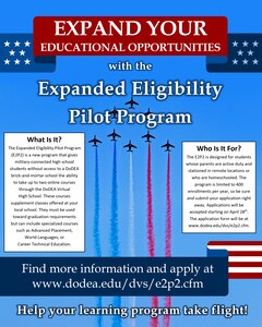 The Department of Defense Education Activity (DoDEA) is launching a new program aimed at expanding eligibility for dependents of active-duty members of the armed forces to register for the DoDEA Virtual High School (DVHS). The Expanded Eligibility Pilot Program, which will begin in school year 2021-22, was authorized as part of the 2021 National Defense Authorization Act, providing expansion of eligibility for DVHS to stateside active-duty military dependents in grades 9-12 who are currently ineligible for the DVHS.
