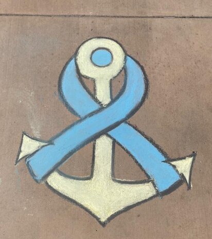 A completed art piece by HM1 Teresa Perkins, 17A Bravo Company, 1st Medical Battalion, 1st Marine Logistics Group, is showcased to bring awareness to Sexual Assault Awareness and Prevention Month. April is SAAPM, and Marine Corps Installations West, Marine Corps Base Camp Pendleton, is hosting a Chalk the Walk competition from April 1st- 20th, promoting the ongoing theme: Protecting Our People Protects Our Mission.