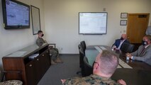 Arizona U.S. Senator Mark Kelly (right ) visits Marine Corps Air Station (MCAS) Yuma, Ariz., April 5, 2021. Senator Kelly toured MCAS Yuma to familiarize himself with the current state of the air station. (U.S. Marine Corps photo by Sgt. Jason Monty)