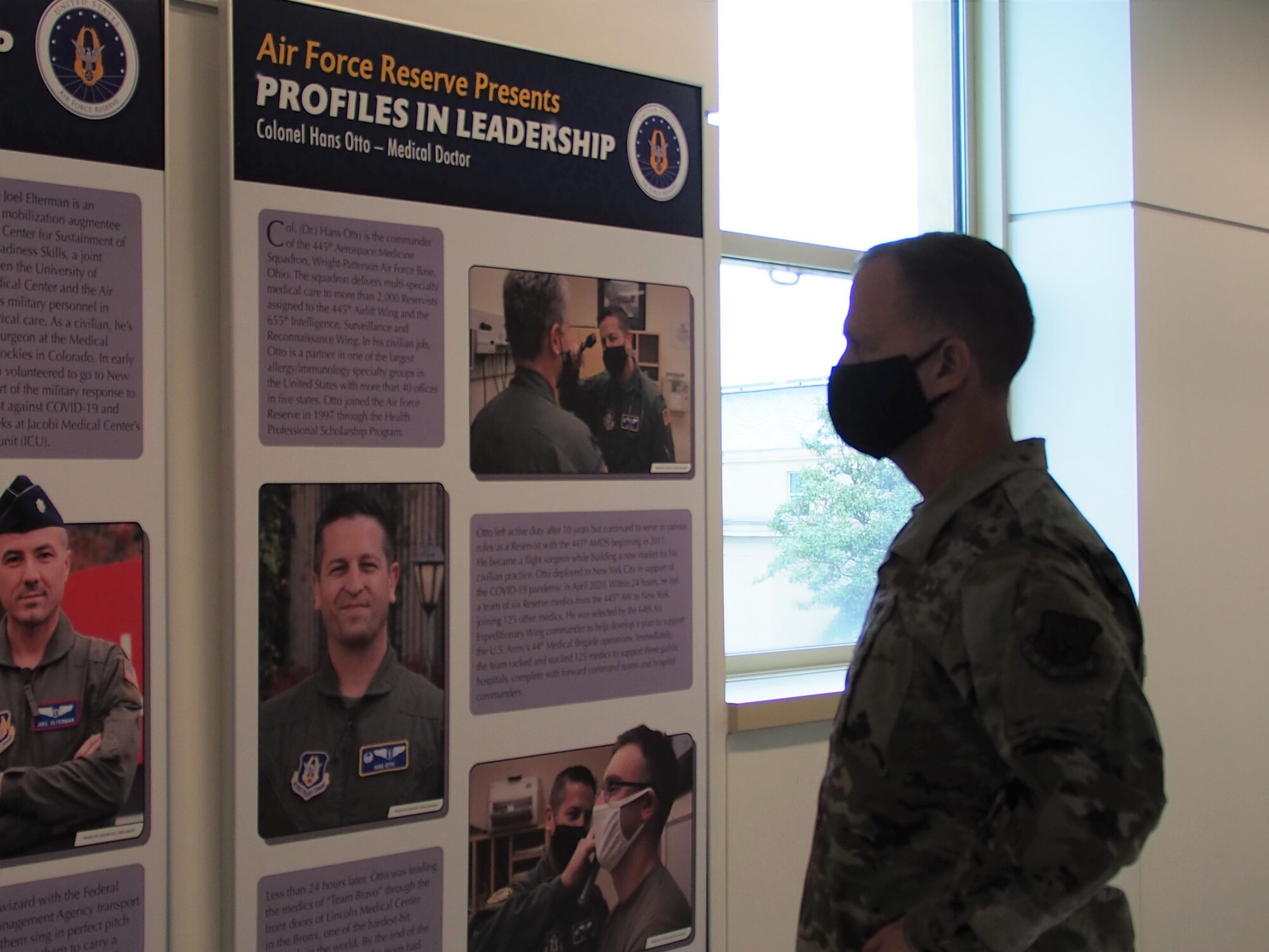Airmen at the Pentagon head a dedication ceremony for this year's Profiles in Leadership for the Air Force Reserve Birthday April 16, 2021. Profiles in Leadership highlights exceptional Reserve Citizen Airmen each year.