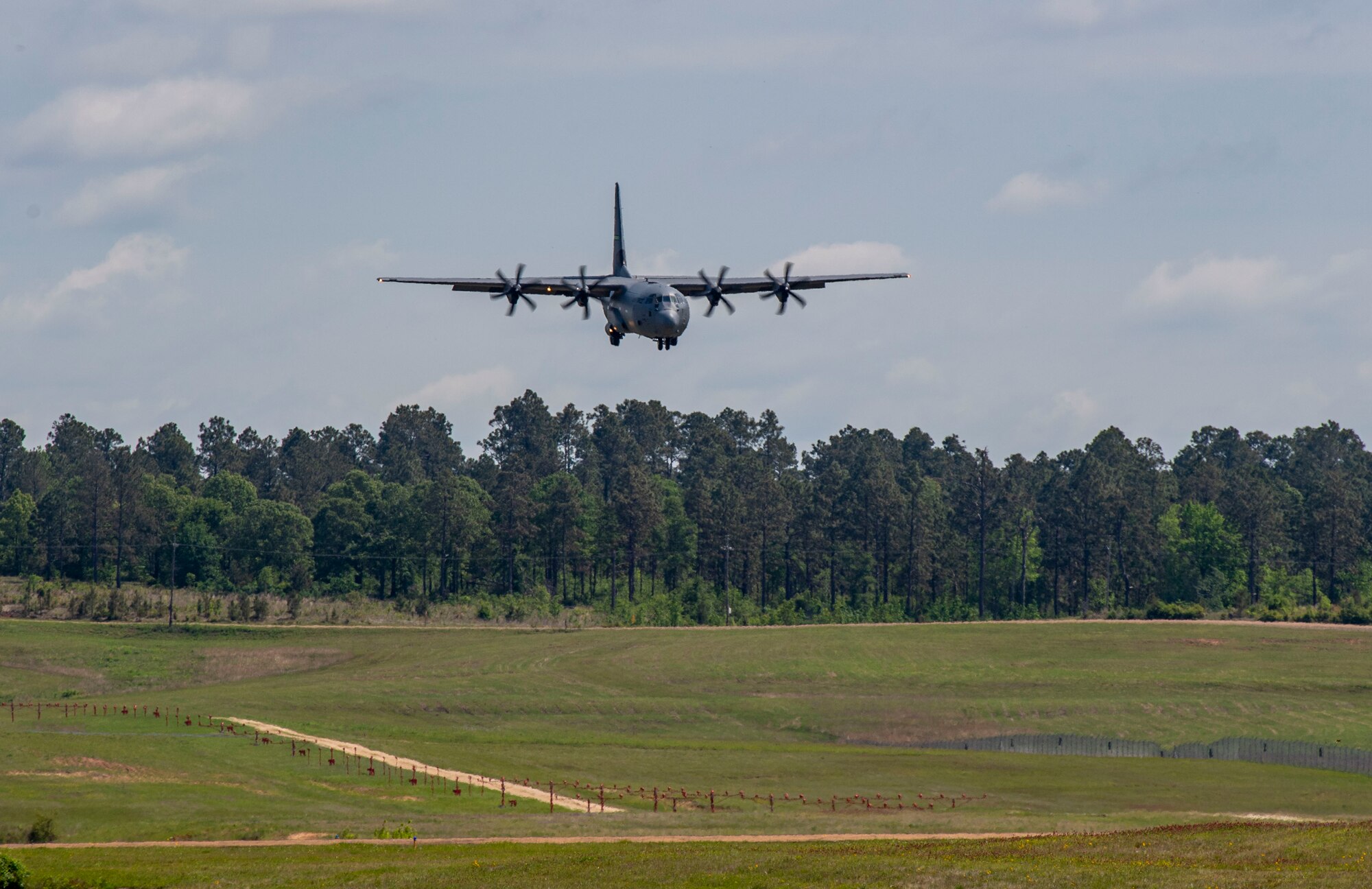 A C-130J prepares to land