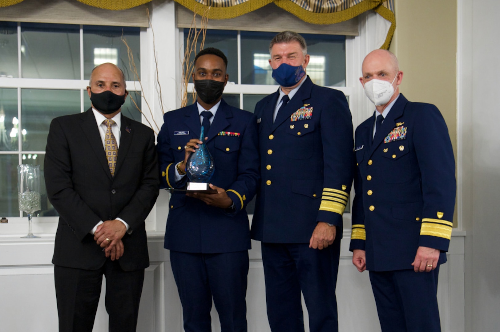 NEW LONDON, Conn. – U.S. Coast Guard Adm. Karl Schultz, Commandant of the Coast Guard speaks at the Eclipse 2021 Awards Presentation, April 10, 2021. The purpose of Eclipse is to foster an inclusive environment by stimulating a community dialog that promotes a culture of respect. (U.S. Coast Guard photo by First Class Cadet Jordan Park)