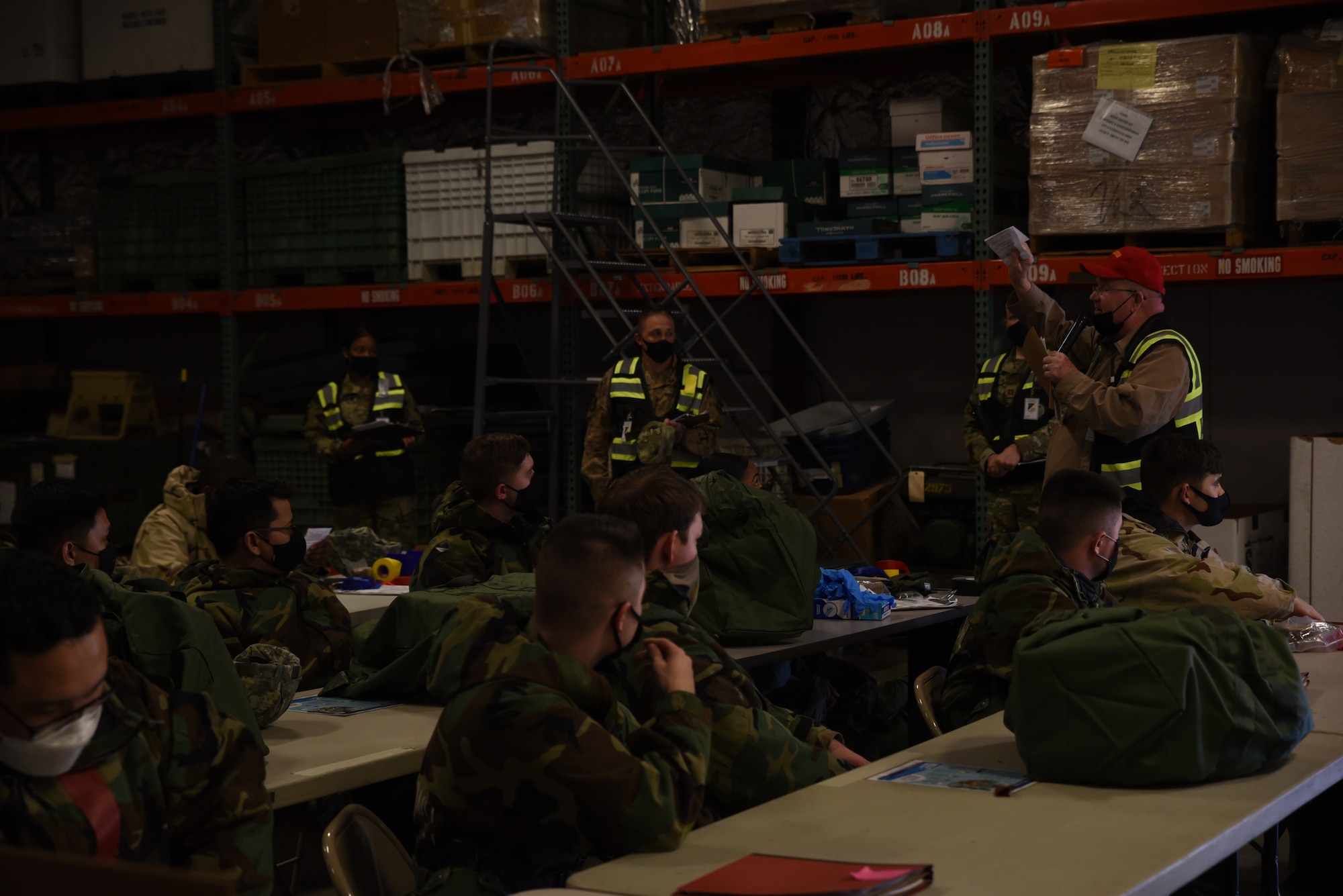 Airmen from the 62nd Airlift Wing and 627th Air Base Group participate in chemical, biological, radiological and nuclear defense training in support of Exercise Rainier War on Joint Base Lewis-McChord, Washington, on April 21, 2021. Exercise Rainier War tests the 62nd AW’s capability to plan, generate and execute a deployment tasking, sustain contingency operations, demonstrate Full Spectrum Readiness while executing Agile Combat Employment in a Contested, Degraded and Operationally Limited environment. (U.S. Air Force photo by Senior Airman Zoe Thacker)