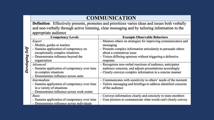 Graphic showing competencies that fall under developing self, which include accountability, perseverance, communication, decision making, information seeking, flexibility, resilience, initiative, and self-control.