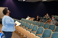 Culture Change Team Co-Lead Carlynn Lucas leads the Collaborator Program Pre-Brief Jan. 21, meeting with future participants and sharing what they will be looking to accomplish during their time in the program.