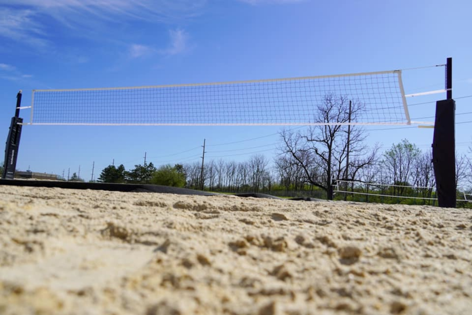 Wright-Patt Fitness and Sports team prepare sand volleyball courts for intramurals at Wright-Patterson Air Force Base, Ohio, April 9, 2021. (Contributed photo)