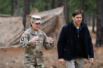 Lt. Gen. Laura J. Richardson discusses the state of U.S. Army forces with Secretary of the Army Dr. Mark T. Esper.