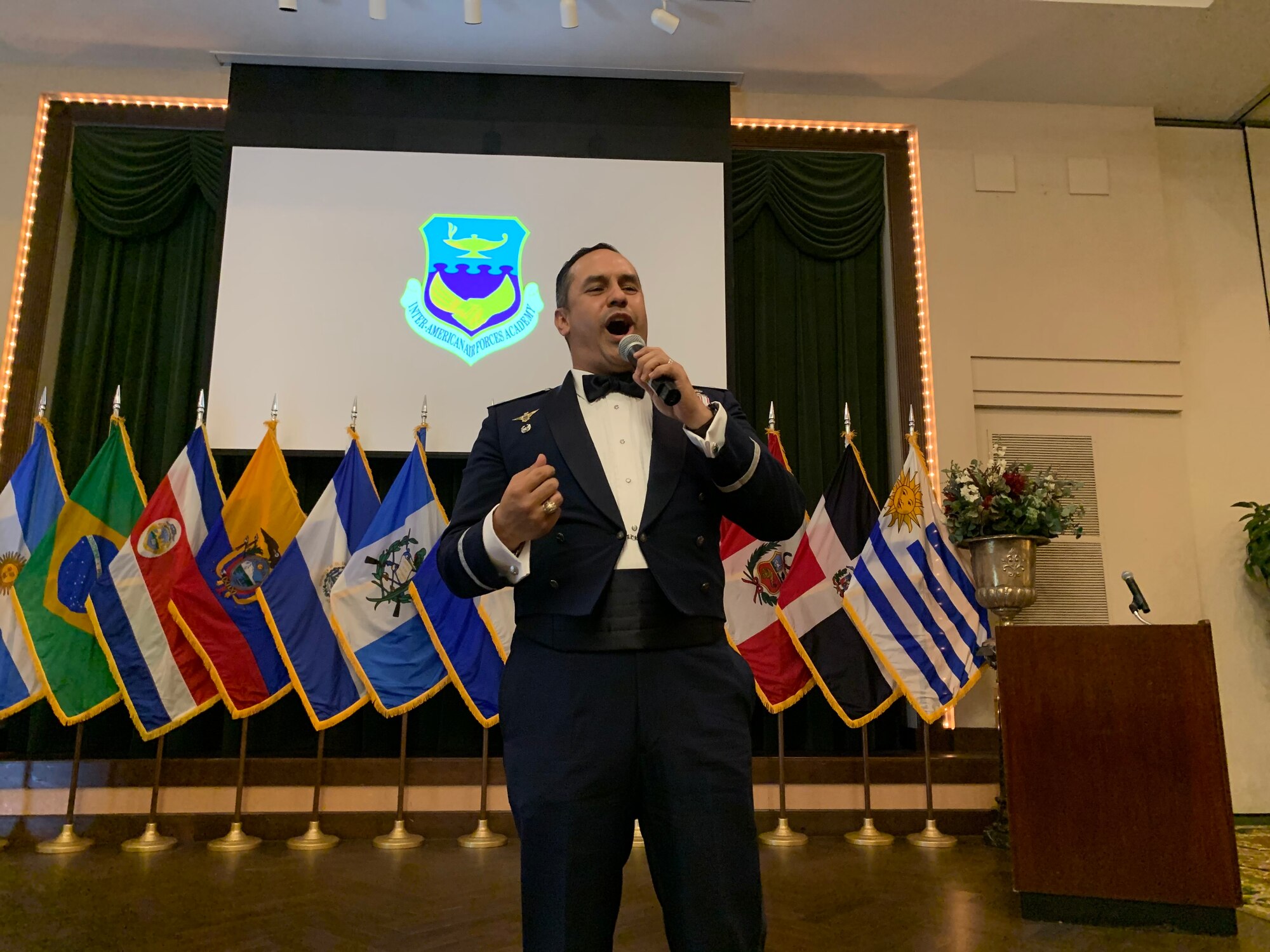 JOINT BASE SAN ANTONIO-LACKLAND, Texas --Approximately 150 members of the Inter-American Air Forces Academy and distinguished guests gathered at a graduation for nearly 60 students from partner nations and the U.S. Air Force here April 15, 2021.