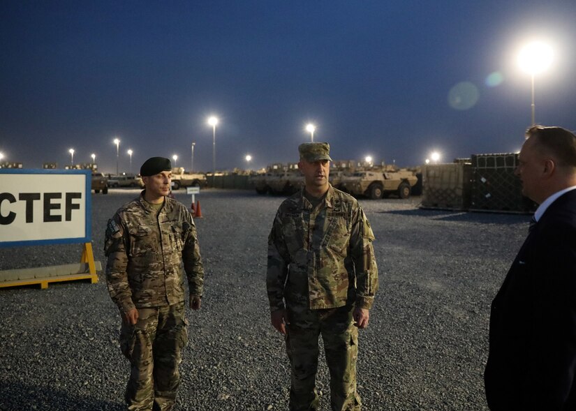 Polish ambassador to Kuwait tours 1st TSC's Camp Arifjan CTEF yard